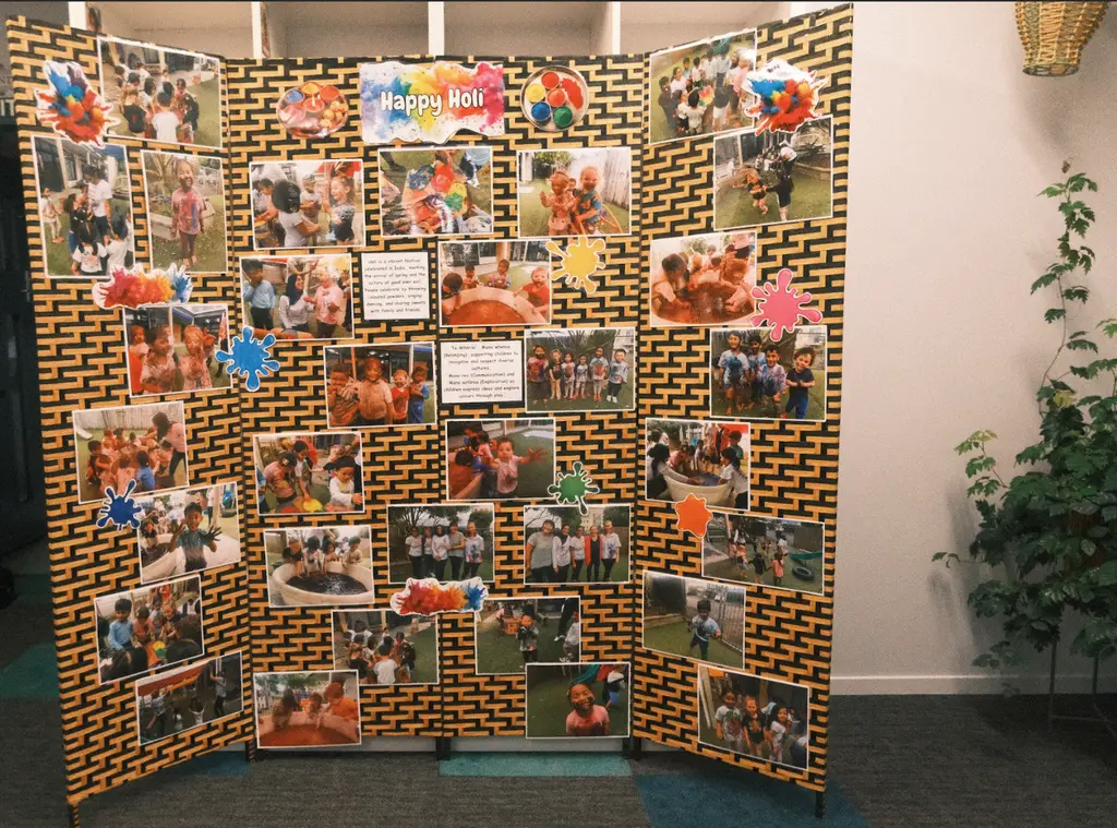 Holi celebration display sharing moments from Paramount Grove