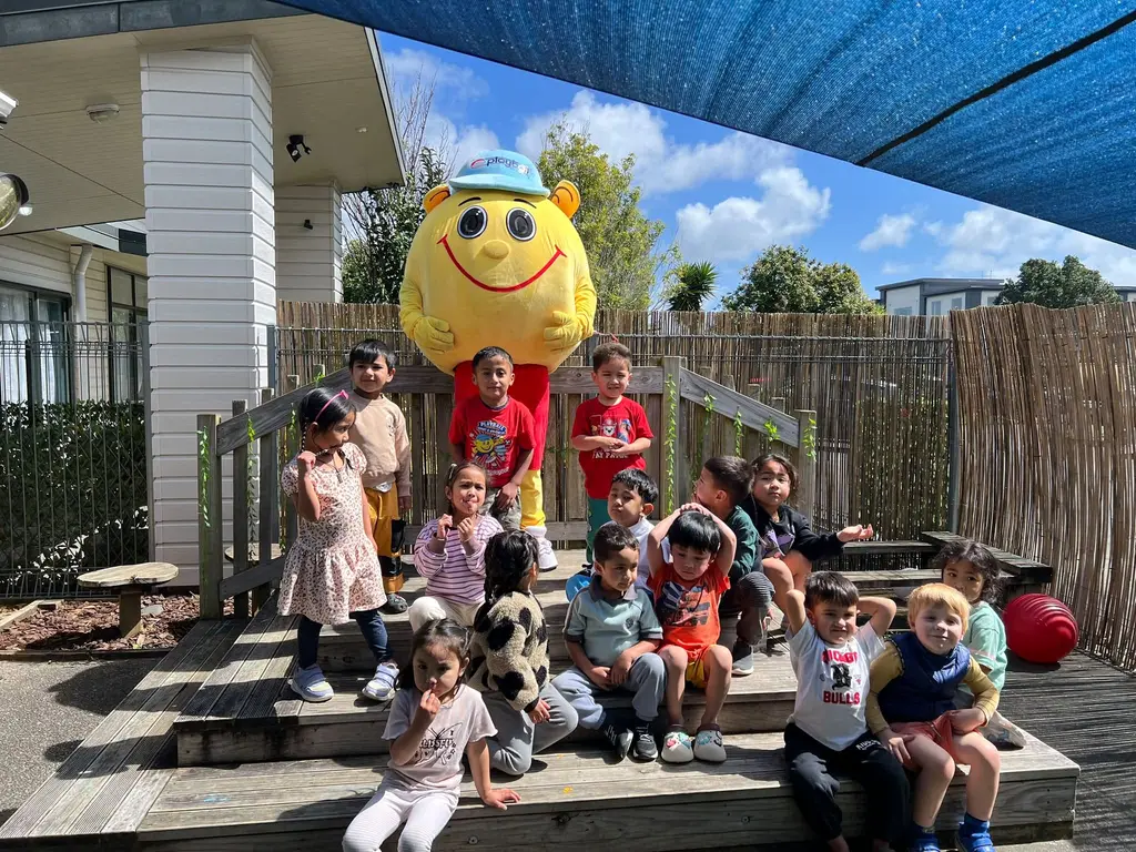 Preschoolers gathered with Sporty during their Playball session